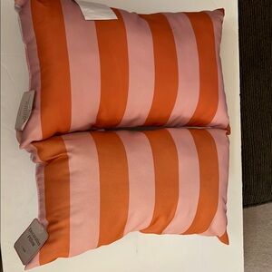 Decorative Pink and Orange Striped Accent Pillow - Modern Home Accent